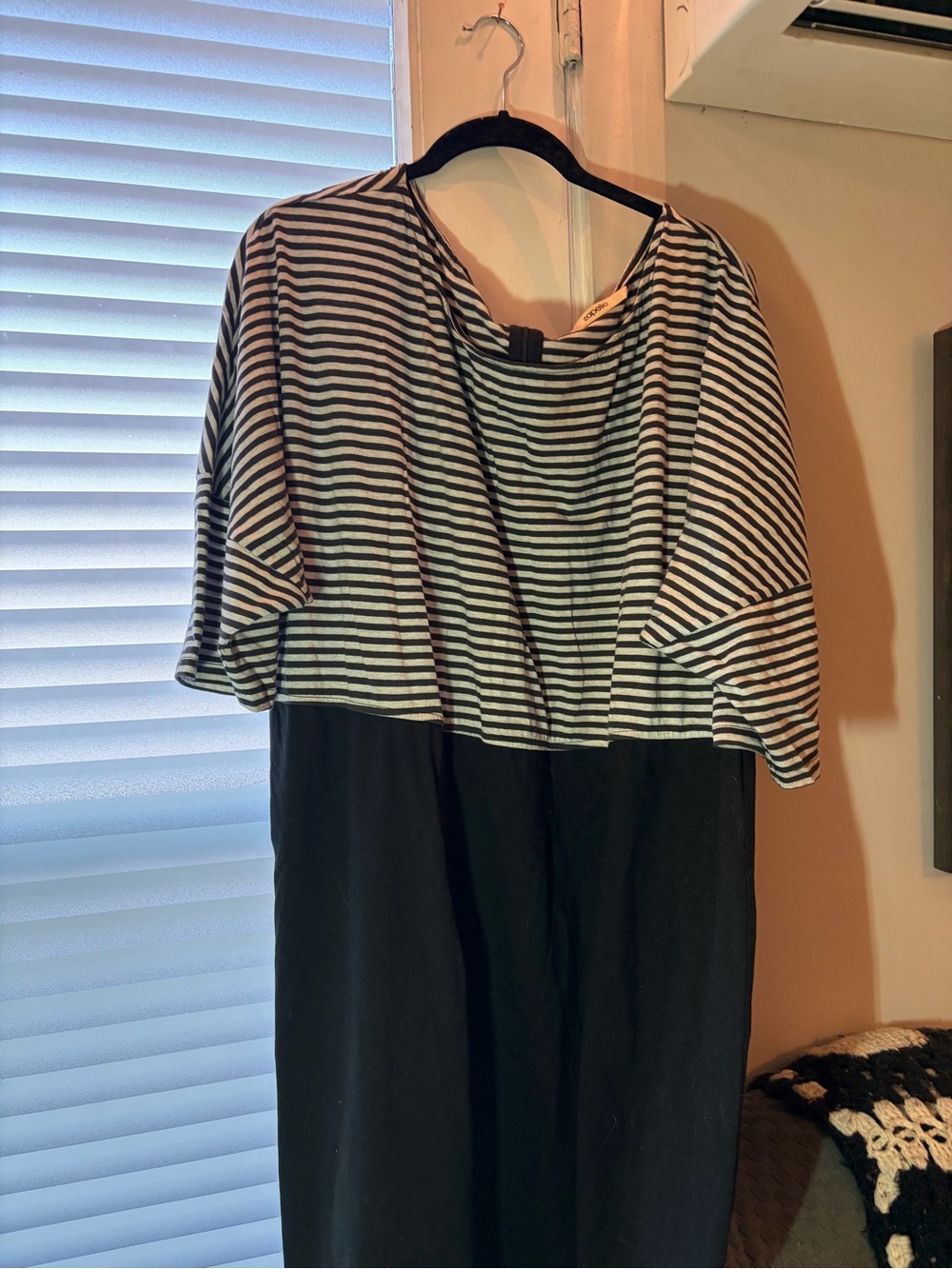 Striped Black & White Two-Tone Women's Dress N3